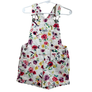 Jordache Floral White Overall Shorts Girls Size 4T